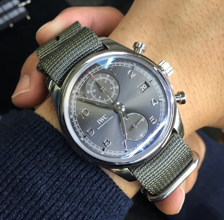 An IWC watch with new nylon strap