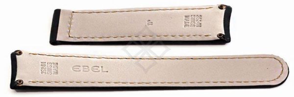 20mm black calf skin strap for Ebel 1911 Senior - 3524N Swiss Made - with screw attachements - EB876