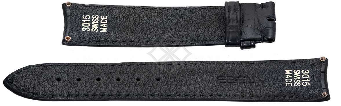 20mm black crocodile skin strap for Ebel Sport Classic - 3015 Swiss Made - screw attachements - EB640