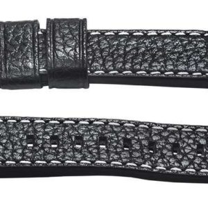 22mm black grained leather watch band - twb 22