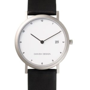 Danish Design Men's Minimal Micro White-Dial Titanium Wristwatch with Leather Strap (IQ12Q272)