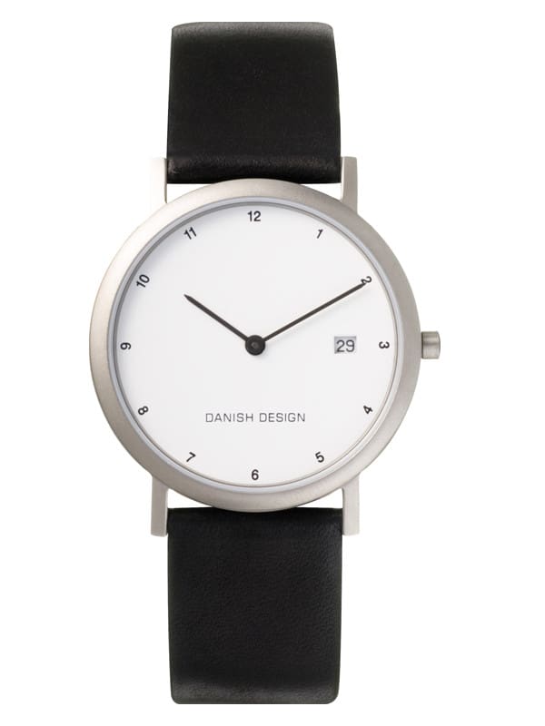 Danish Design Men's Minimal Micro White-Dial Titanium Wristwatch with Leather Strap (IQ12Q272)