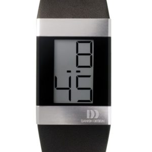 Danish Design Men's Large Gray Retro Digital Wristwatch with Leather Strap (IQ12Q641)