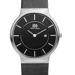 Danish Design Men's Black-Dial Stainless Steel Wristwatch with Leather Strap (IQ13Q732)