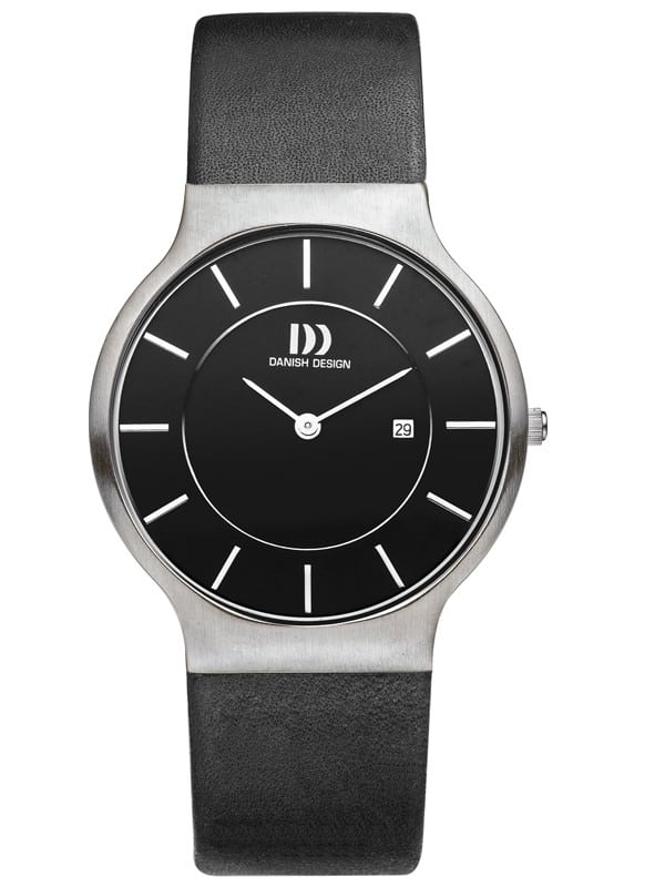 Danish Design Men's Black-Dial Stainless Steel Wristwatch with Leather Strap (IQ13Q732)