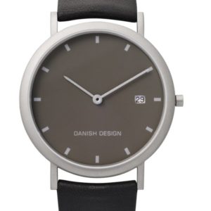 Danish Design Men's Minimal Gray-Dial Titanium Wristwatch with Leather Strap (IQ13Q881)