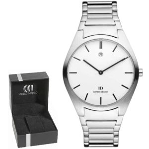 Danish Design Men's Sapphire White-Dial Stainless Steel Case and Bracelet Designer Wristwatch by Tirtsah (IQ62Q890)