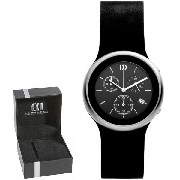 Danish Design Women's Black-Dial Stainless Steel Chronograph With Black Leather Strap (IV13Q892)