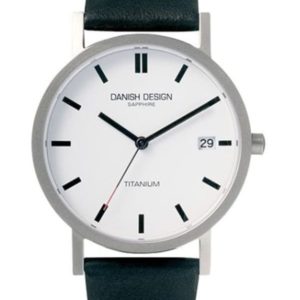 Danish Design Men's Sapphire White-Dial Titanium Wristwatch with Leather Strap  (IQ13Q672)