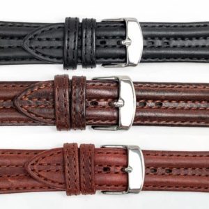 Biker Style Genuine Leather Watch Bands - Twin Padding - 13379