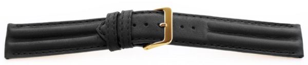 Soft-Leather-Double-ridged-Watch-Band-Black