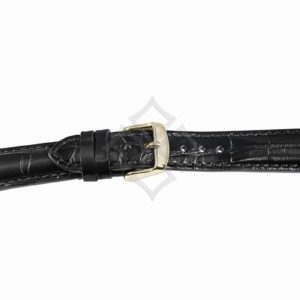 Black crocodile grain chrono watch band - 30687
