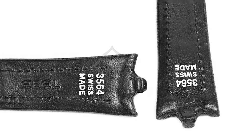 Black Ebel calf skin band - 3564 Swiss Made - pin and tube attachement - EB010