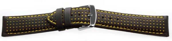 Sport Leather Watch Band / Dotted Pattern Yellow
