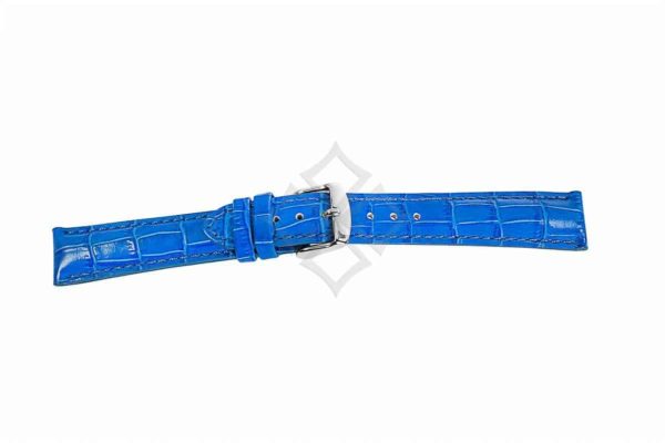 Blue crocodile grain chrono watch band - 30687
