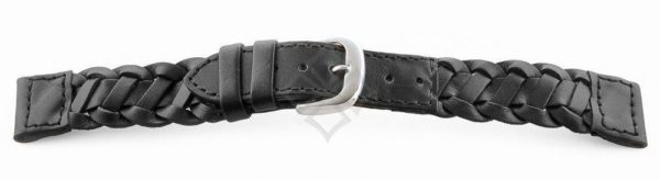 braided black leather watch band