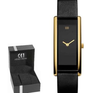 Danish Design Women's Rectangular Matte-Black Stainless Steel Wristwatch With Red Hands (IV13Q895)
