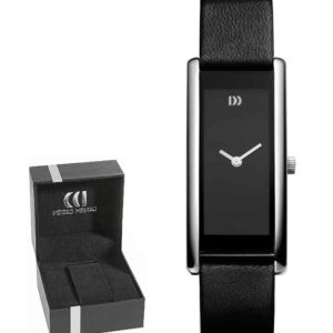 Danish Design Women's Rectangular Matte-Black Stainless Steel Wristwatch With Red Hands (IV13Q895)