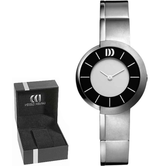 Danish Design Women's Rectangular Matte-Black Stainless Steel Wristwatch With Red Hands (IV13Q895)