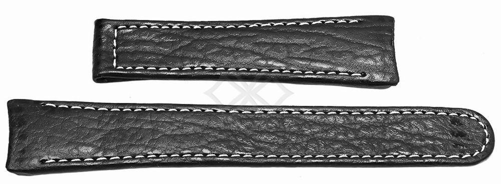 Ebel black sharkskin watch band with white stitch - 20mm wide - 3524 - with screw attachements - eb877