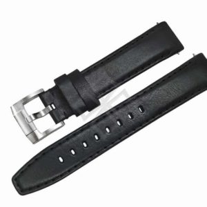Everest Band in Black Oil Tanned Leather with Curved End - EV20CEBLK
