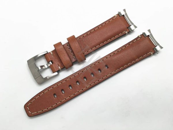 Everest Brown Natural Italian Tanned Calf Leather with Steel End Links 20mm for Rolex