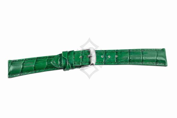Green crocodile grain chrono watch band - 30687