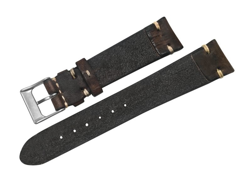 Vintage Dark Brown Genuine Leather 20mm Watch Band - Image 6