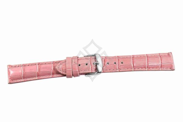 Pink crocodile grain chrono watch band - 30687