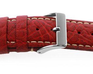 Sport Leather Watch Band  / Contrast Stitching Red