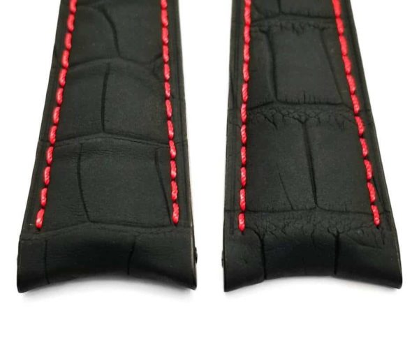 Tag Heuer Grand Carrera replacement watch band reinforced with red stitching