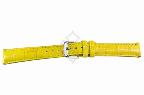 Yellow crocodile grain chrono watch band - 30687