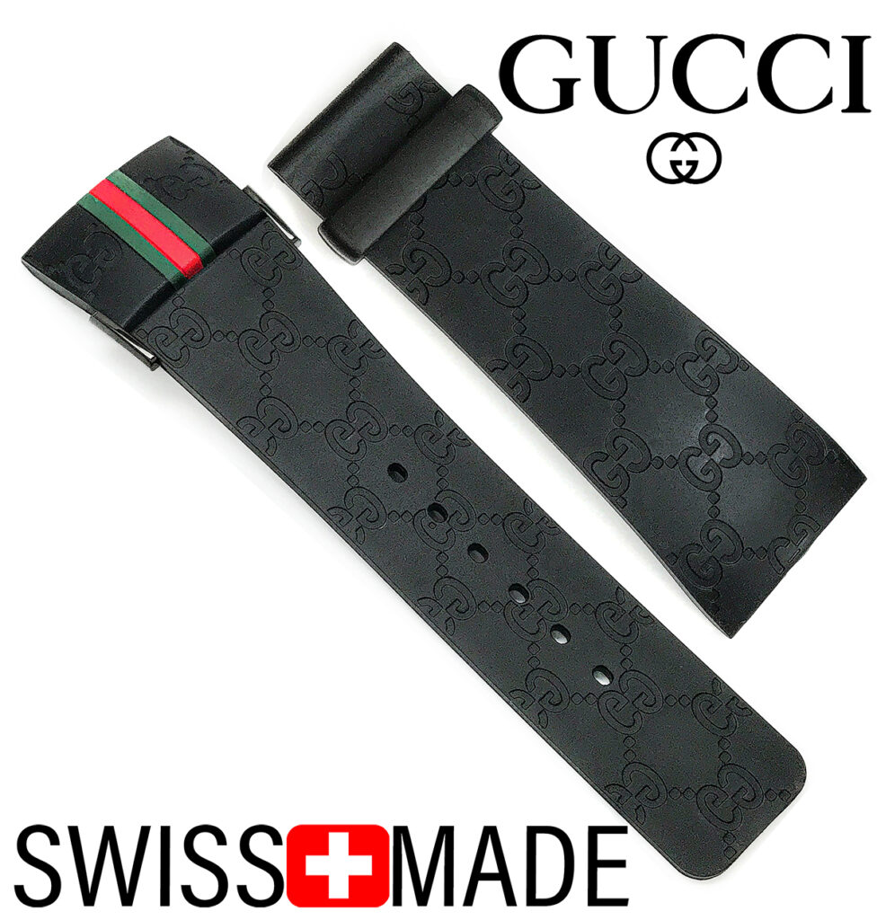Original Gucci Digital 1142 Black Rubber with Red & Green Gucci Logo