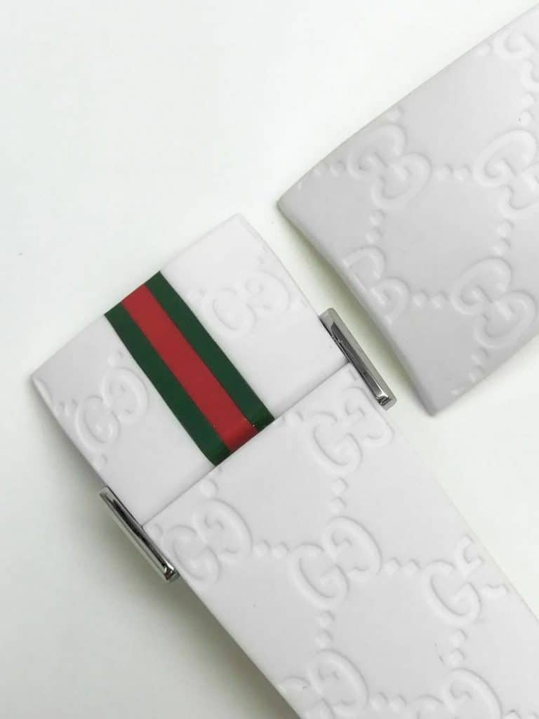 Authentic Gucci IGucci 114 Replacement White Rubber Band with Red & Green Gucci Manhattan